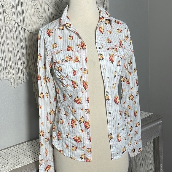Fossil women’s floral button down blouse size XSMALL - Picture 1 of 9